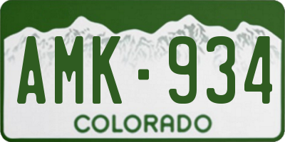 CO license plate AMK934