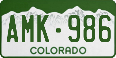 CO license plate AMK986