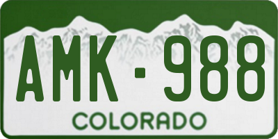 CO license plate AMK988