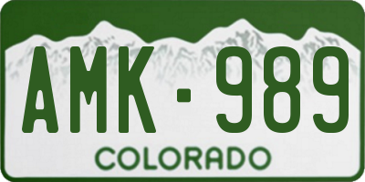 CO license plate AMK989