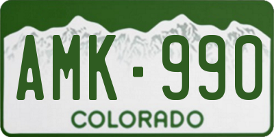 CO license plate AMK990