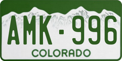 CO license plate AMK996