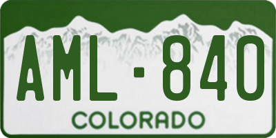 CO license plate AML840
