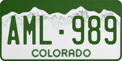 CO license plate AML989