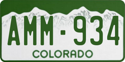 CO license plate AMM934