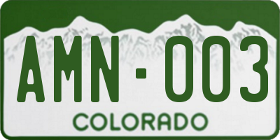 CO license plate AMN003