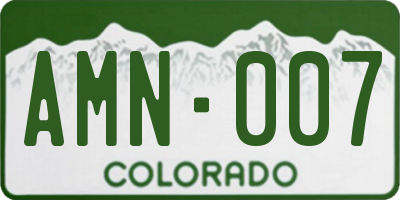 CO license plate AMN007