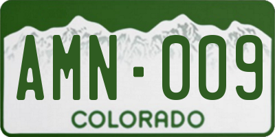 CO license plate AMN009