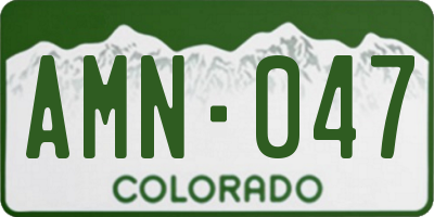 CO license plate AMN047