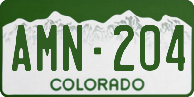 CO license plate AMN204