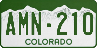 CO license plate AMN210