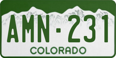 CO license plate AMN231
