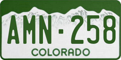 CO license plate AMN258