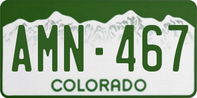 CO license plate AMN467