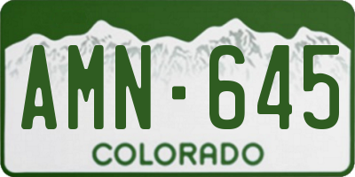 CO license plate AMN645