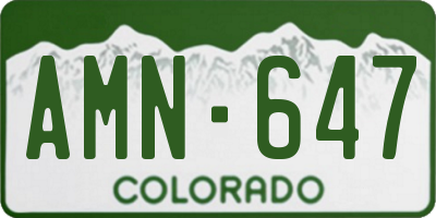 CO license plate AMN647
