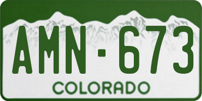 CO license plate AMN673