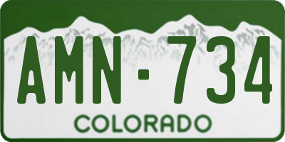 CO license plate AMN734