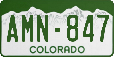 CO license plate AMN847