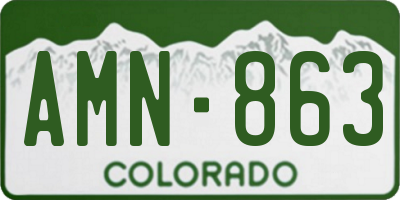 CO license plate AMN863