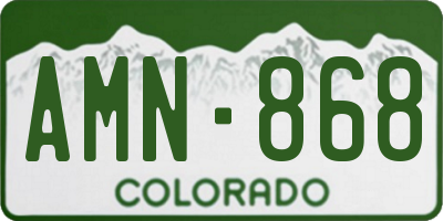 CO license plate AMN868