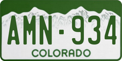CO license plate AMN934