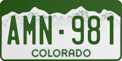CO license plate AMN981