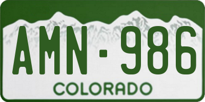 CO license plate AMN986