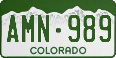 CO license plate AMN989