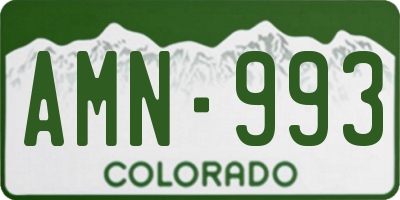 CO license plate AMN993