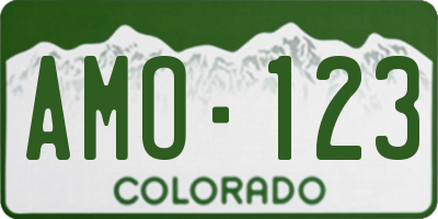 CO license plate AMO123