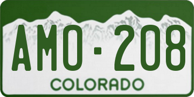 CO license plate AMO208
