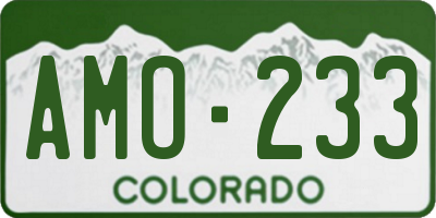 CO license plate AMO233