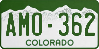 CO license plate AMO362