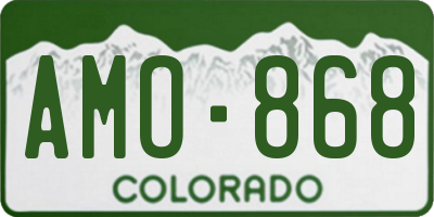 CO license plate AMO868