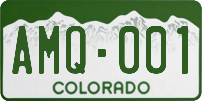 CO license plate AMQ001