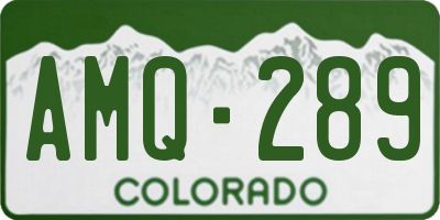 CO license plate AMQ289