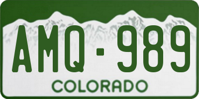 CO license plate AMQ989