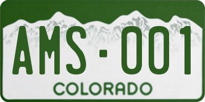 CO license plate AMS001