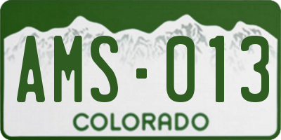 CO license plate AMS013