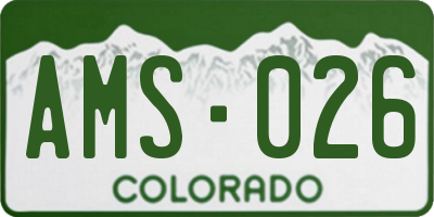 CO license plate AMS026