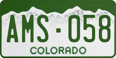 CO license plate AMS058