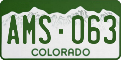 CO license plate AMS063