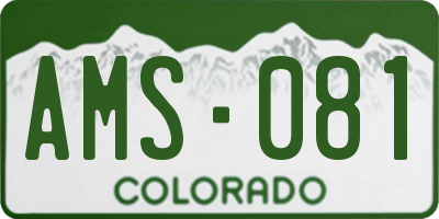CO license plate AMS081