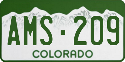 CO license plate AMS209