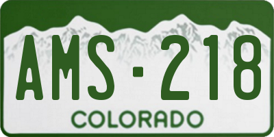 CO license plate AMS218