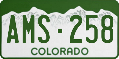 CO license plate AMS258