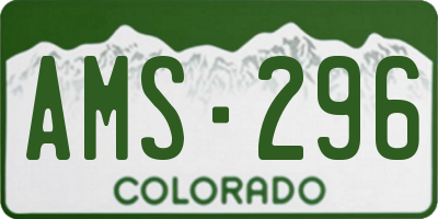 CO license plate AMS296