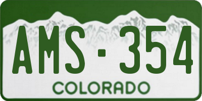 CO license plate AMS354