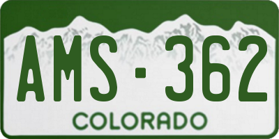 CO license plate AMS362